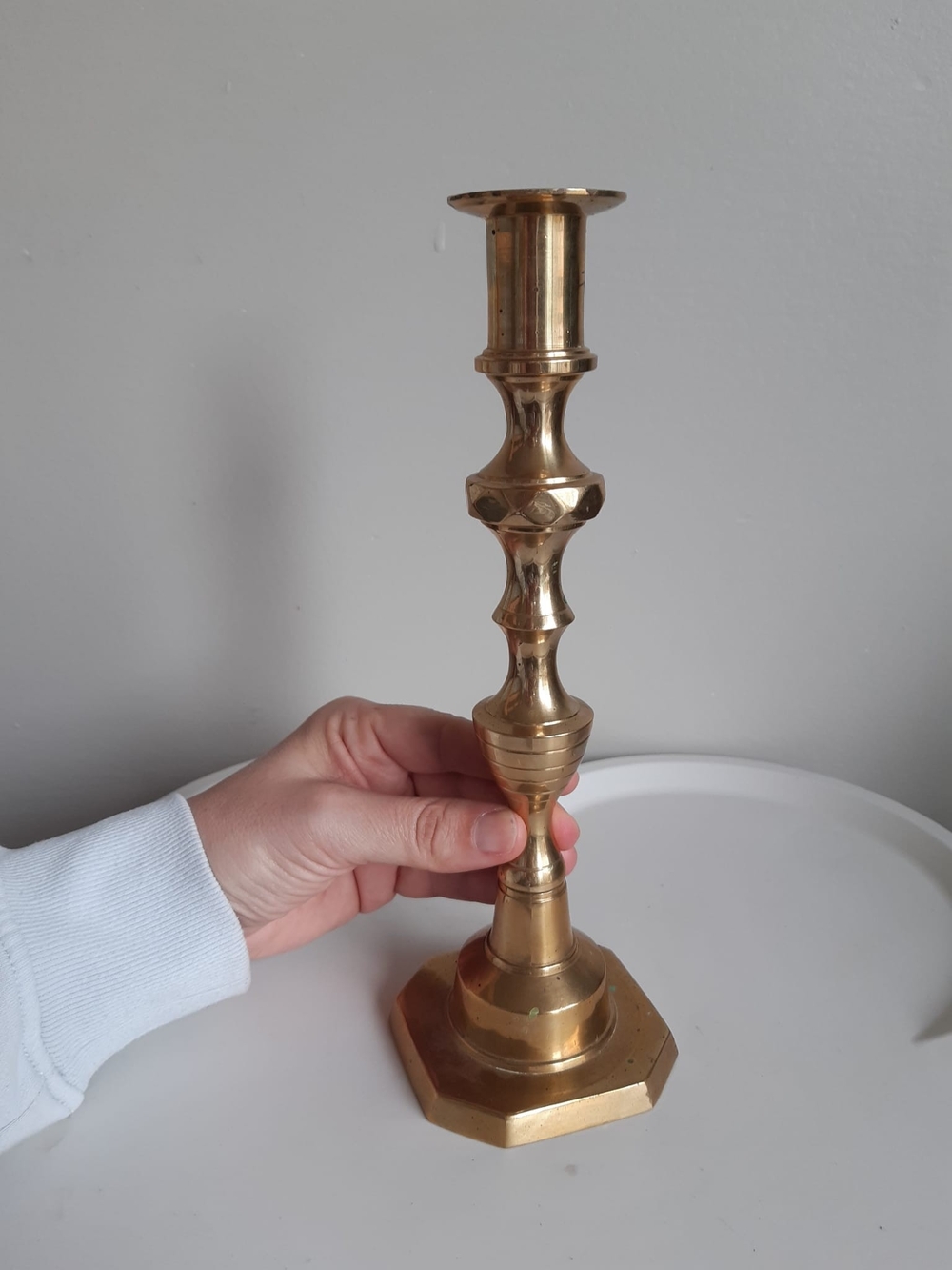 Large Brass Candlestick Holder - Classic Gold Finish